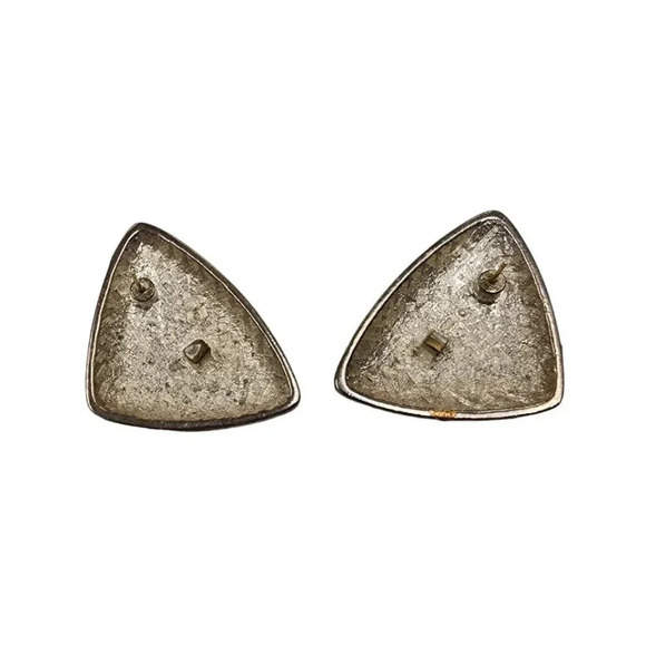 Vintage 60s-70s Enamel Stud Earrings Silver Tone - Picture 2 of 2